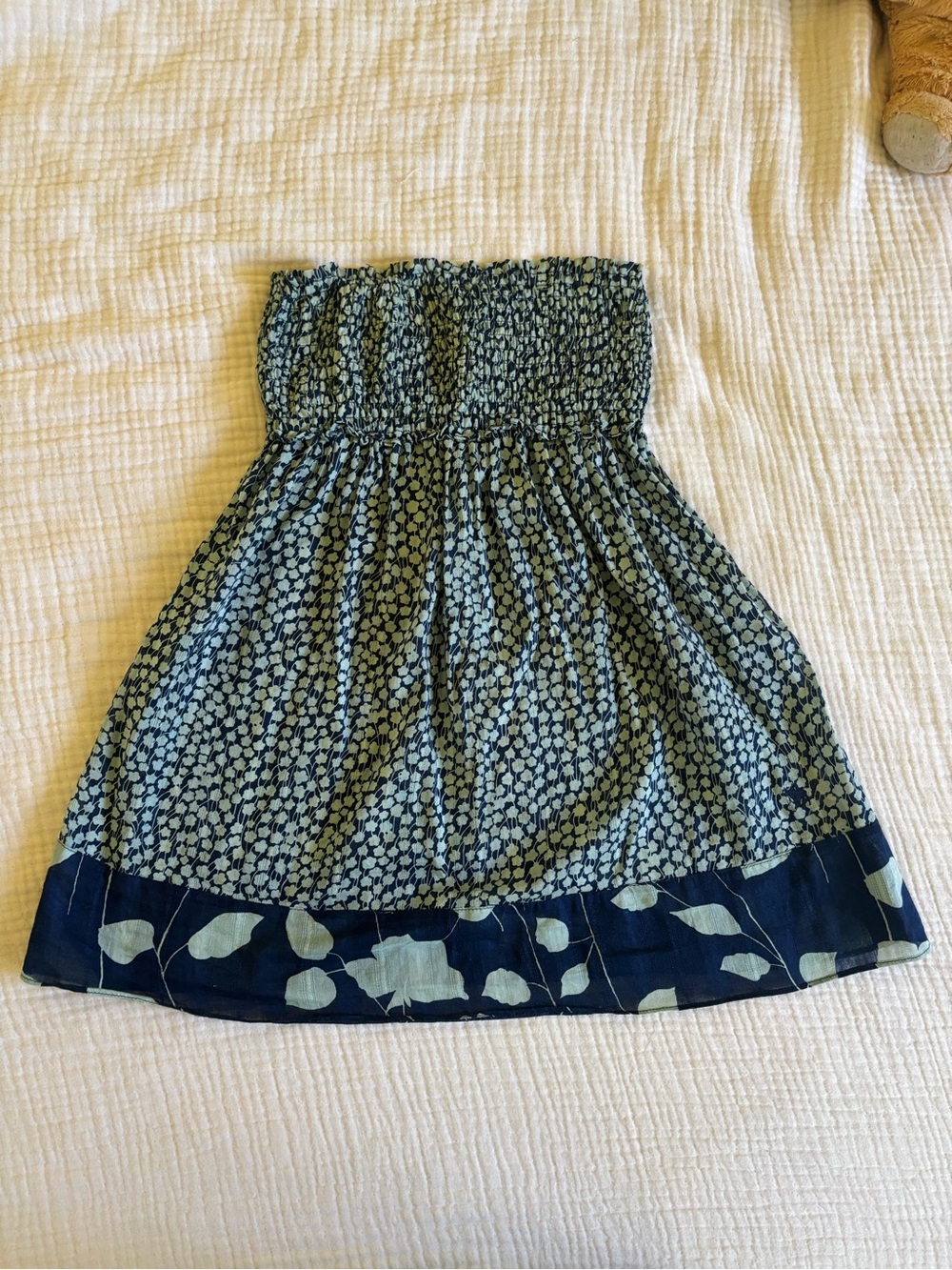 Abercrombie & Fitch Strapless Smocked Blue Floral Tube Top